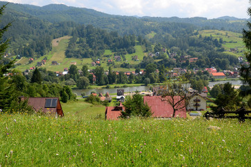 Small town in the mountains (Krościenko in Poland)