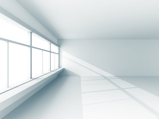 Fototapeta premium light white room interior with big window