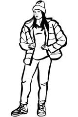  girl in a jacket and winter boots