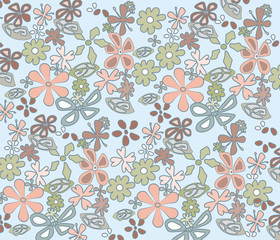 Colored pastel handmade abstract ornament flowers background. Vector