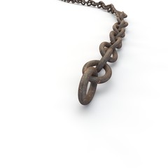 Metal rusty chain lying on the floor