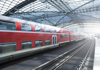 Fototapeta na wymiar Train in a modern station