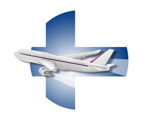 Plane and Finland flag.