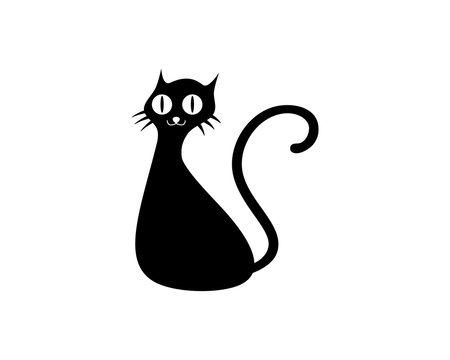 black cat logo icon template