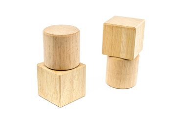 wooden toy blocks isolated on white background