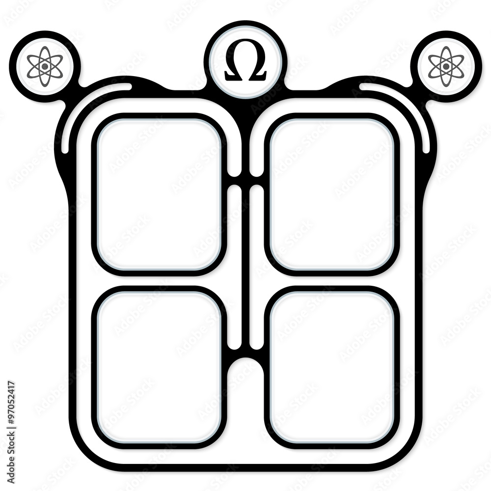 Poster abstract connected frames for your text and a omega symbol