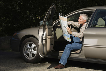 Man looking at map