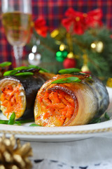 Baked mackerel fillets with vegetables 