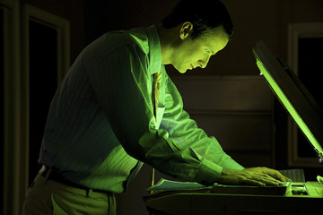 Man photocopying