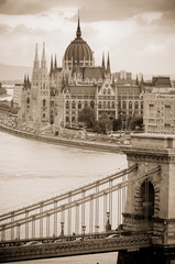 Chain Bridge and Parliament, Budapest, Hungary, Europe, EU