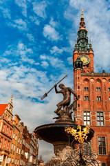 Fototapeta premium Long Market Street with Town Hall, Gdansk, Poland