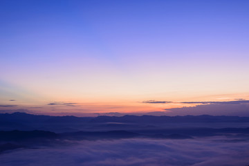 Fototapeta na wymiar twilight before the sunrise at the mountain 