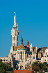 Fototapeta na wymiar Matthias Church from Pest side. Budapest, Hungary, Europe