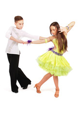 Boy and girl dancing ballroom dance