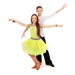 Boy and girl dancing ballroom dance