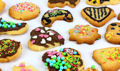 Gingerbread cookies on white background.