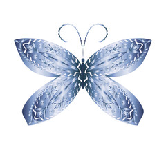 Illustration of a blue patterned butterfly.
