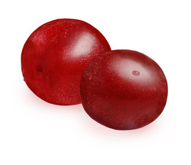 red plums fruits Isolated on white