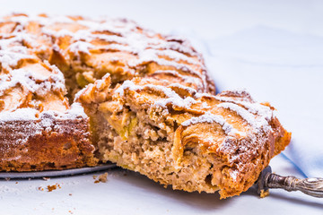 Apple cake with whole wheat flour.Healthy, light fruit dessert.