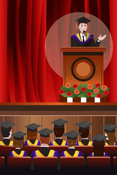 Graduating Man Giving a Speech