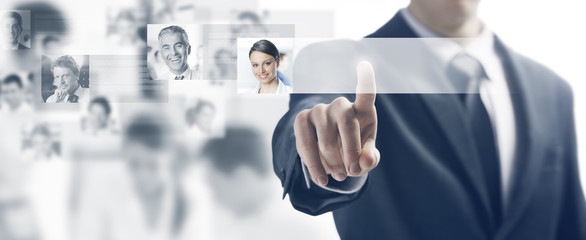 Businessman and touch screen interface