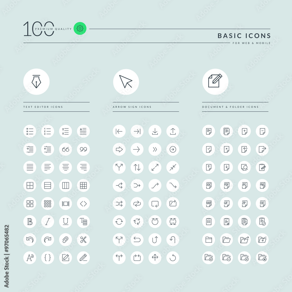 Fototapete basic thin line web icons collection. icons for web and app design.