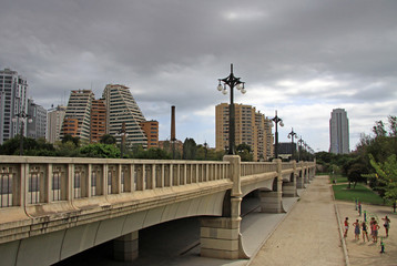 VALENCIA, SPAIN - AUGUST 26, 2012: Statues of the gargoyles on Puente del Reino