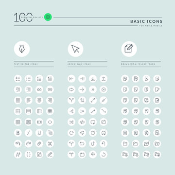 Basic thin line web icons collection. Icons for web and app design.
