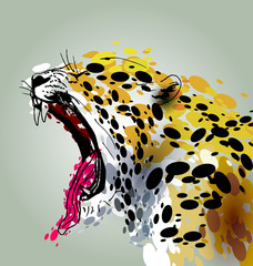Fototapeta premium Vector illustration roaring Jaguar