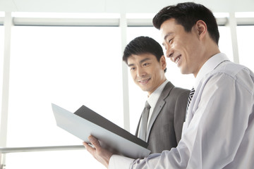 Two businessmen working together