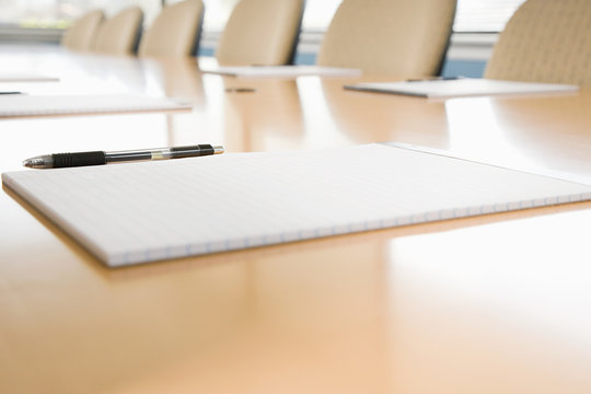 Notepads on conference table
