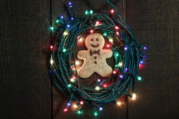 homemade cookie in garland background