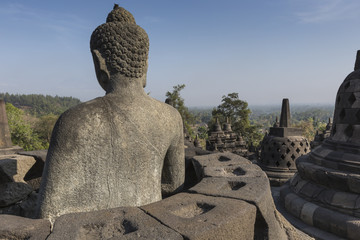 Fototapeta premium Borobudur temple complex on the island of Java in Indonesia in t