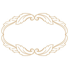 Premium Gold vintage baroque frame scroll ornament engraving border floral retro pattern antique style acanthus foliage swirl decorative design element filigree calligraphy