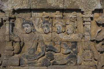 Detail from Borobudur temple at Central Java in Indonesia