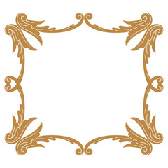 Premium Gold vintage baroque frame scroll ornament engraving border floral retro pattern antique style acanthus foliage swirl decorative design element filigree calligraphy