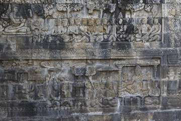 Detail from Borobudur temple at Central Java in Indonesia