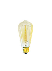 amber edison light bulb, isolated on white background