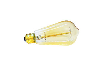 amber edison light bulb, isolated on white background