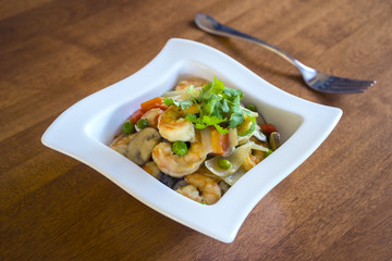 Thai Green Curry Shrimp with Vegetables Over Rice