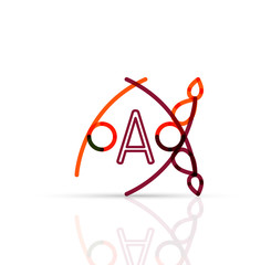 Abstract geometric linear hipster floral icon, frame design, flat style