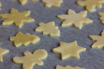 dough christmas cookies on pan