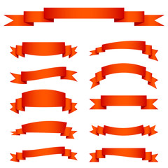 Set of red ribbon banners