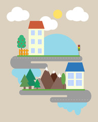 Countryside. Vector illustration