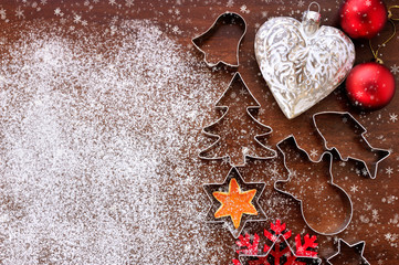 Creative winter time baking background. Christmas holidays concept