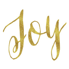 Joy Gold Faux Foil Metallic Glitter Christmas Quote Isolated on