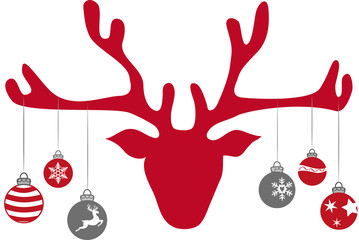 Rentier mit Kugeln am Geweih