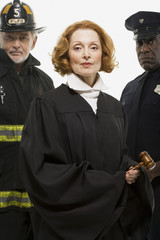 Portrait of a firefighter a judge and a police officer