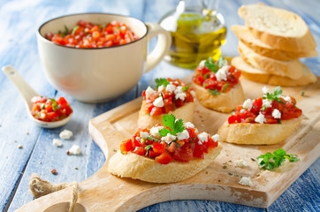 Italian bruschetta with chopped tomatoes