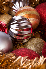 Christmas balls decorative for christmas holiday, vertical background / Christmas balls decorative for christmas holiday, vertical background